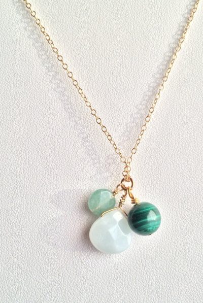 Transformation & Strength ~ Amazonite, Aventurine and Malachite 14k Gold Necklace