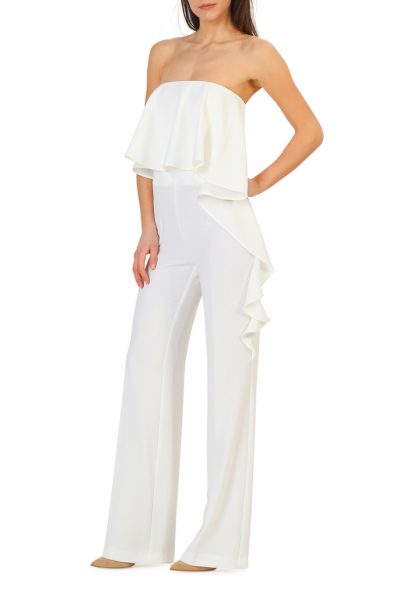 Annarita N White Cascade Jumpsuit