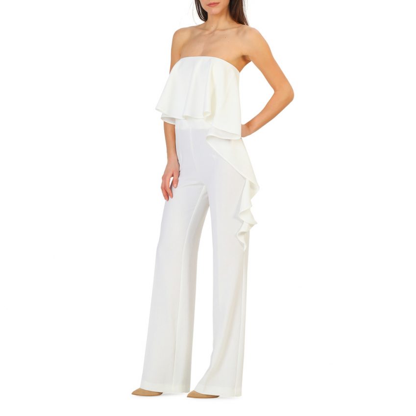 Annarita N White Cascade Jumpsuit