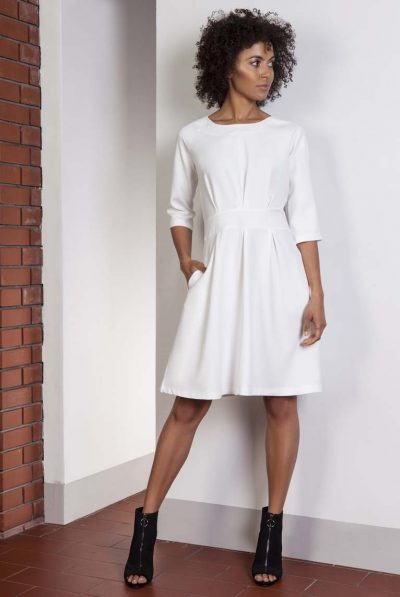 White Pockets A-line Dress