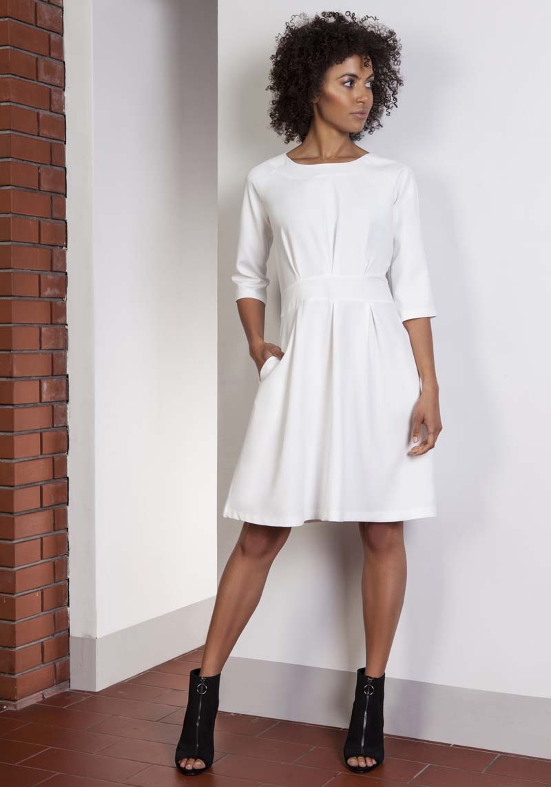 White Pockets A-line Dress