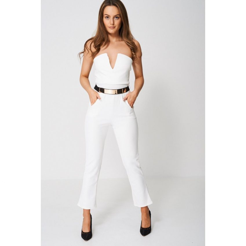 White Bandeau Jumpsuit
