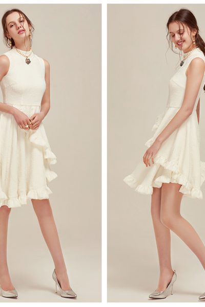 White ripple & ruffles dress 89