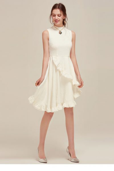 White Ripples & Ruffles Dress