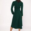 Green Asymmetrical Wrap Dress - Image 2