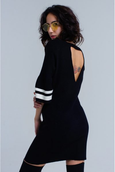 bLACK MIDI DRESS BACK