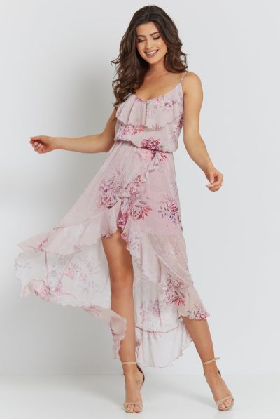 Pastel Dream Floral Chiffon Dress