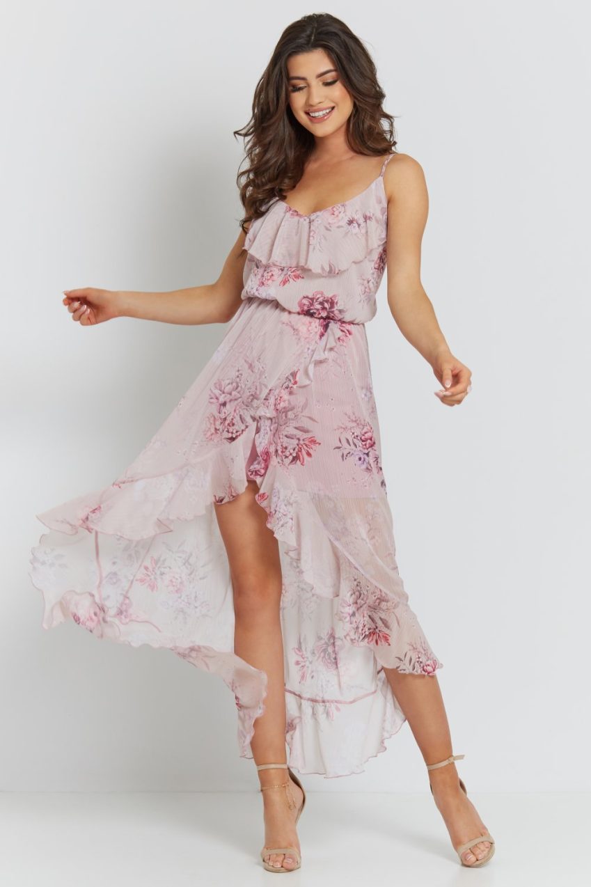 Pastel Dream Floral Chiffon Dress