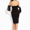 Black Wrap Tie Pencil Dress - Image 2