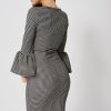 Houndstooth Bell Sleeve Dress - Image 2