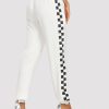 White Check Panel Trousers - Image 2