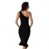 One-Shoulder Black Bandage Ruffles Dress - Image 2
