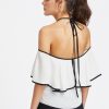 White & Black Binding Ruffle Top - Image 2