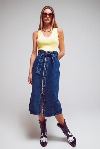 Denim Belted Skirt