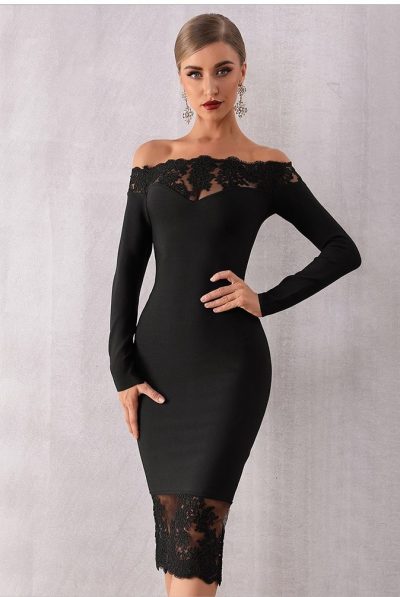 Black Lace Off-Shoulder Dress