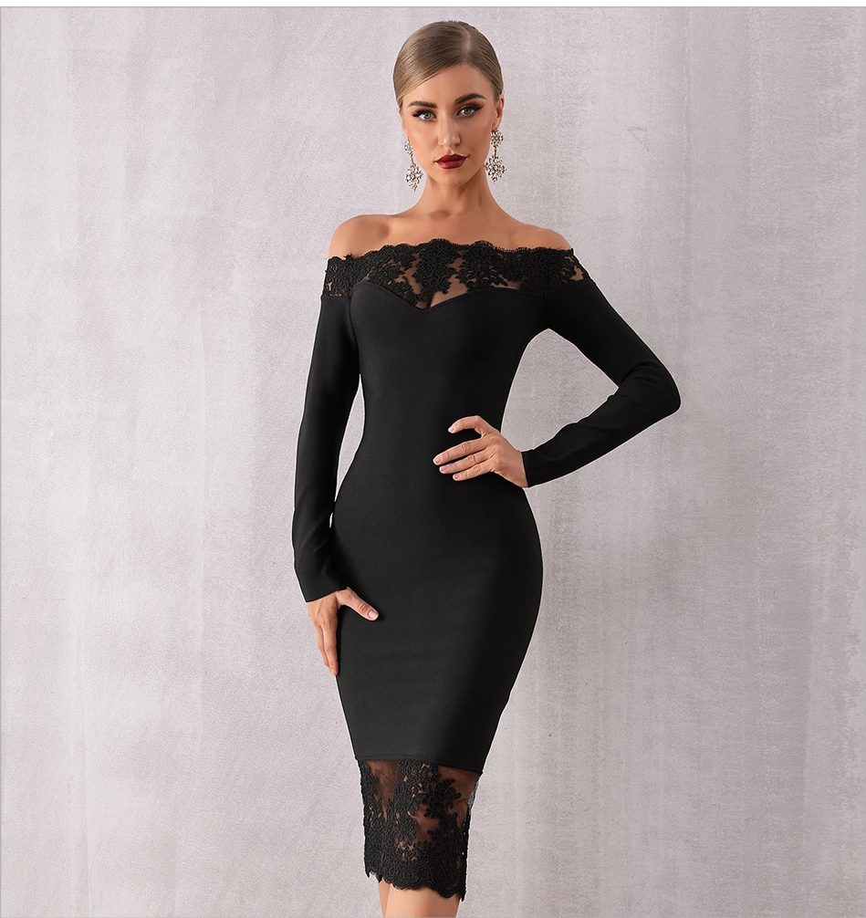 Black Lace Off-Shoulder Dress