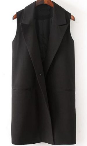 Sleeveless Lapel Pockets Blazer