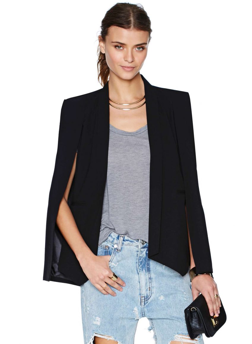 Black Split Sleeve Cape
