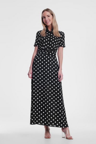 Maxi Belted Shirt Polka Dot Dress- Various Colours