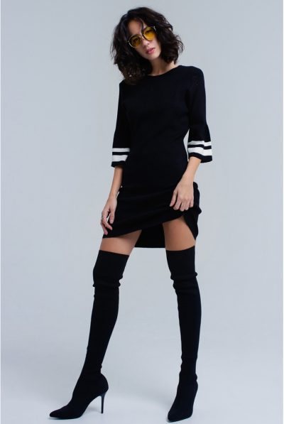 Monochrome Striped Midi Dress