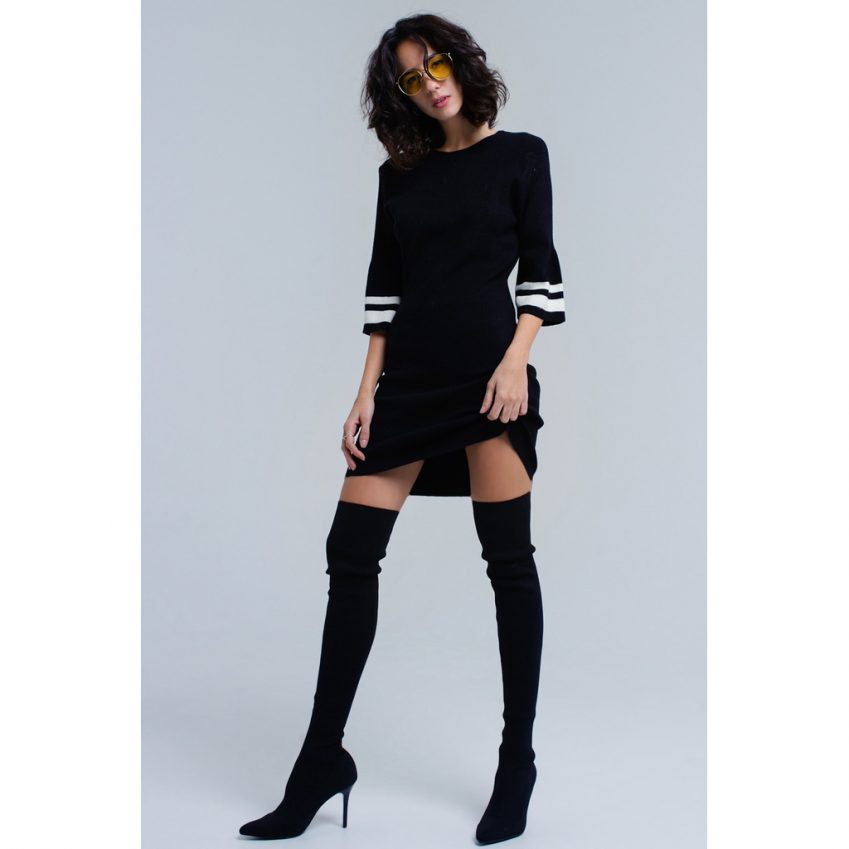 Monochrome Striped Midi Dress