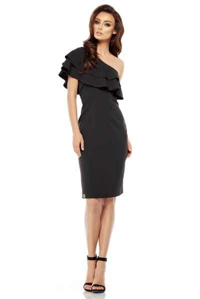 One Shoulder Midi Frill Dress- Various colours
