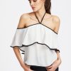 White & Black Binding Ruffle Top - Image 3