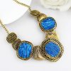 Blue Gemstone Retro Gold Collar Necklace - Image 2