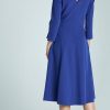Blue Elegant Midi Dress with "V" Back - Image 2