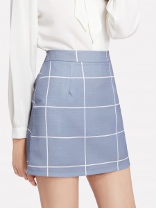 blue grid skirt