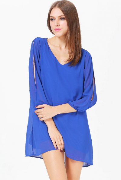Blue Chiffon Spring Dress