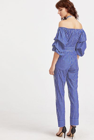 blue striped jumpsut 6789