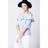 Blue  Off-Shoulder Striped Top - Image 2