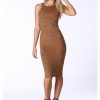 Camel Suede Midi Dress - Image 2