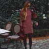 Jaquard Trapeze Burgundy Dress - Image 2