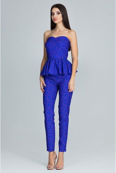 Pattern Blue Corset Jumpsuit