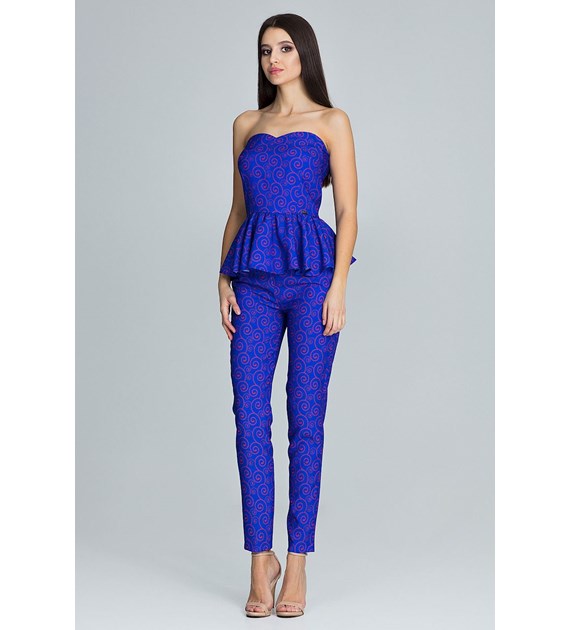 Pattern Blue Corset Jumpsuit