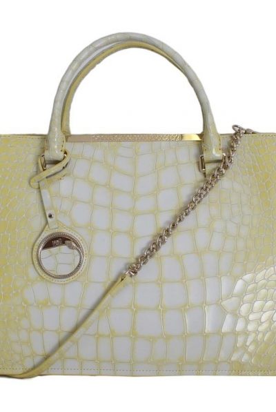 Cavalli Yellow Leather Shoulder Satchel Bag