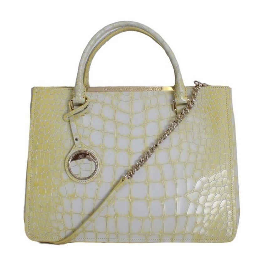Cavalli Yellow Leather Shoulder Satchel Bag