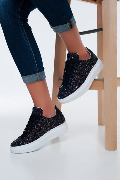 Black Glitter Trainers