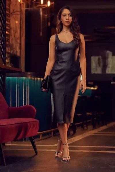 Leather Midi Pencil Dress