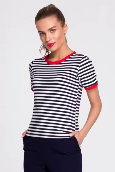 Striped Red Trim Top T-Shirt