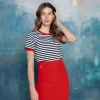 Striped Red Trim Top T-Shirt - Image 2