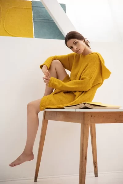 Yellow Sweater Jumper Dress