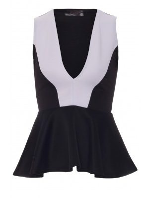 Contrast Colour Peplum Top