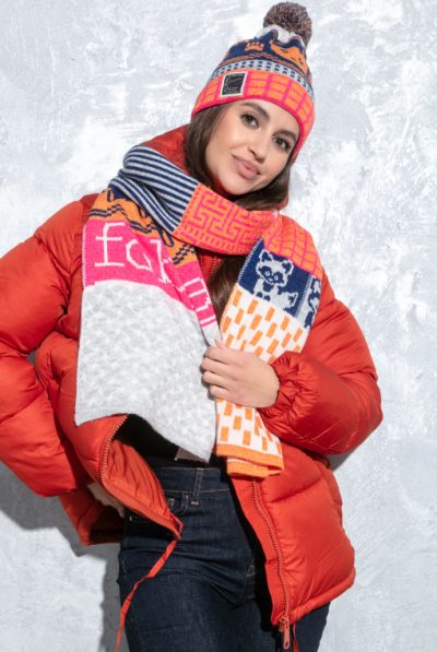 Pom Pom Orange Scarf & Hat Set