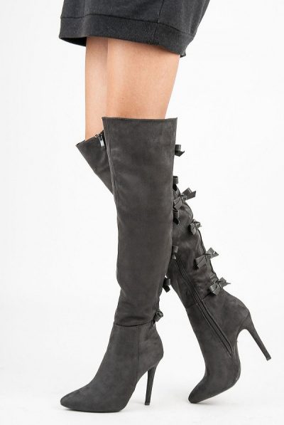 Grey Knee Boots