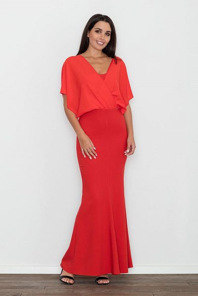 Red Wing Long Evening Dress