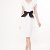 Monochrome Bow A-line Dress - Image 2