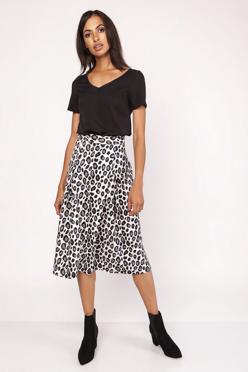 Leopard Print Flared Skirt